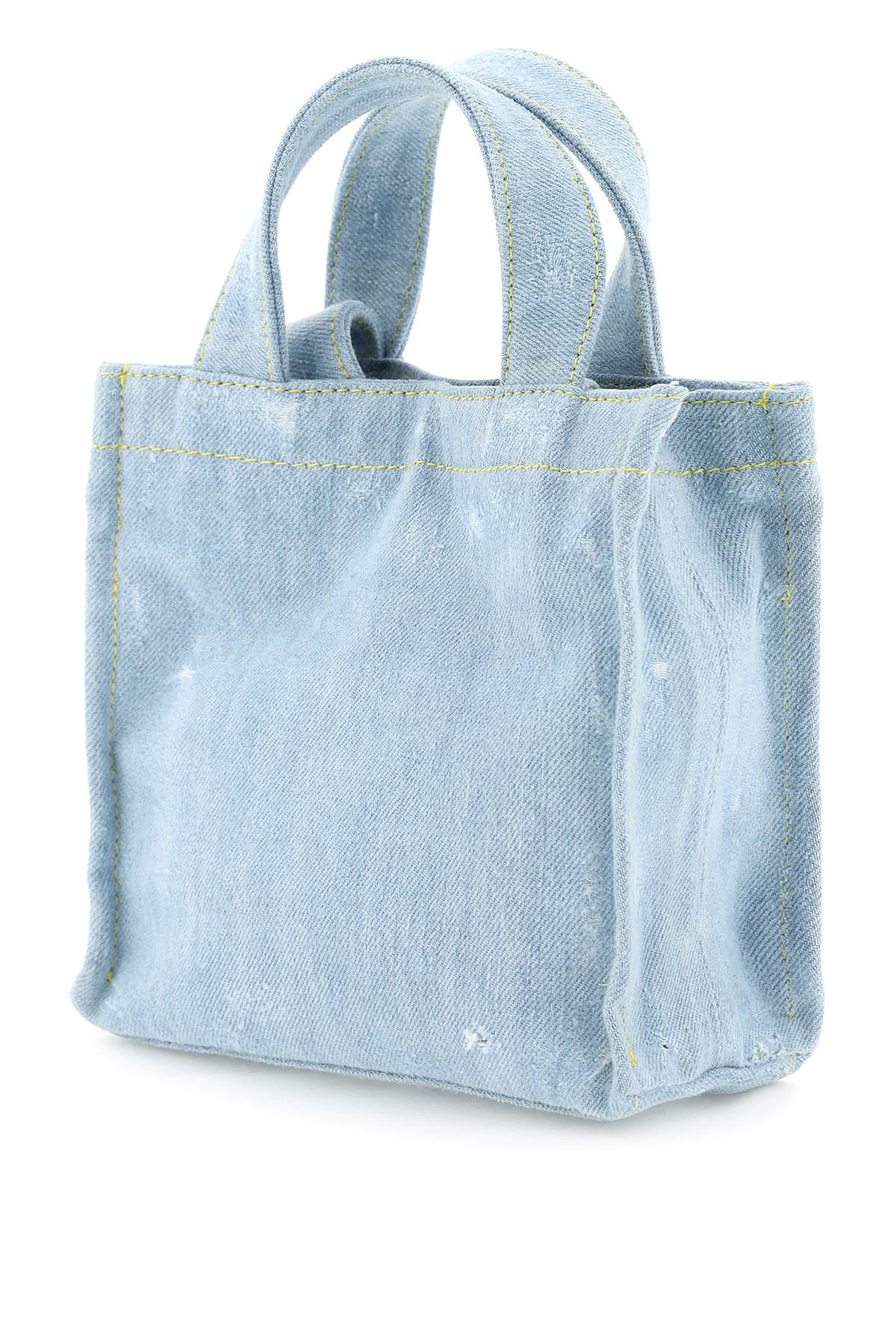 ACNE STUDIOS Mini Denim Shopper Handbag with Logo