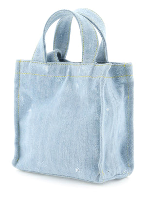 ACNE STUDIOS Mini Denim Shopper Handbag with Logo