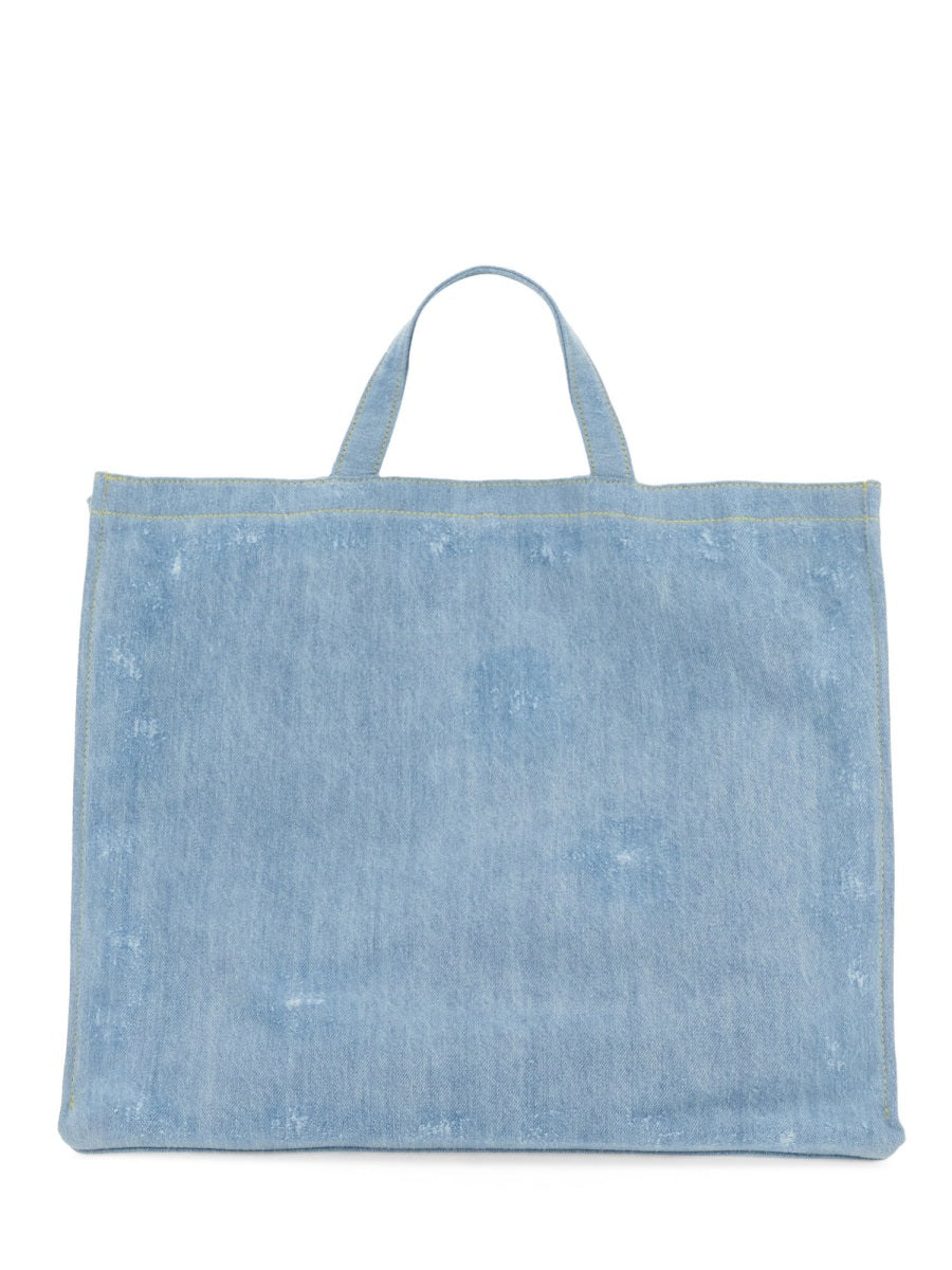 ACNE STUDIOS Mini Denim Tote Handbag with Logo - Double Top Handle