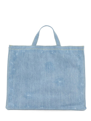 ACNE STUDIOS Mini Denim Tote Handbag with Logo - Double Top Handle