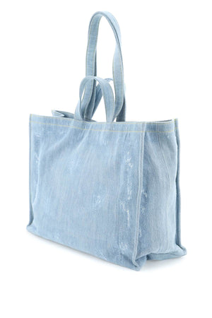 ACNE STUDIOS Mini Denim Tote Handbag with Logo - Double Top Handle