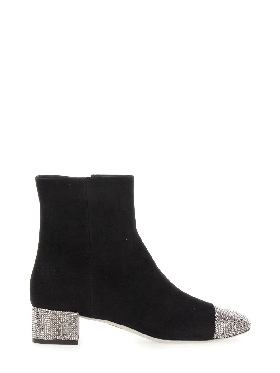 RENE CAOVILLA Rhinestone-Embellished Leather Boot