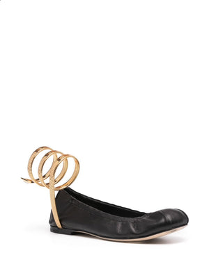 RENE CAOVILLA Luxury Leather Ballerina Flats with Crystal Detailing