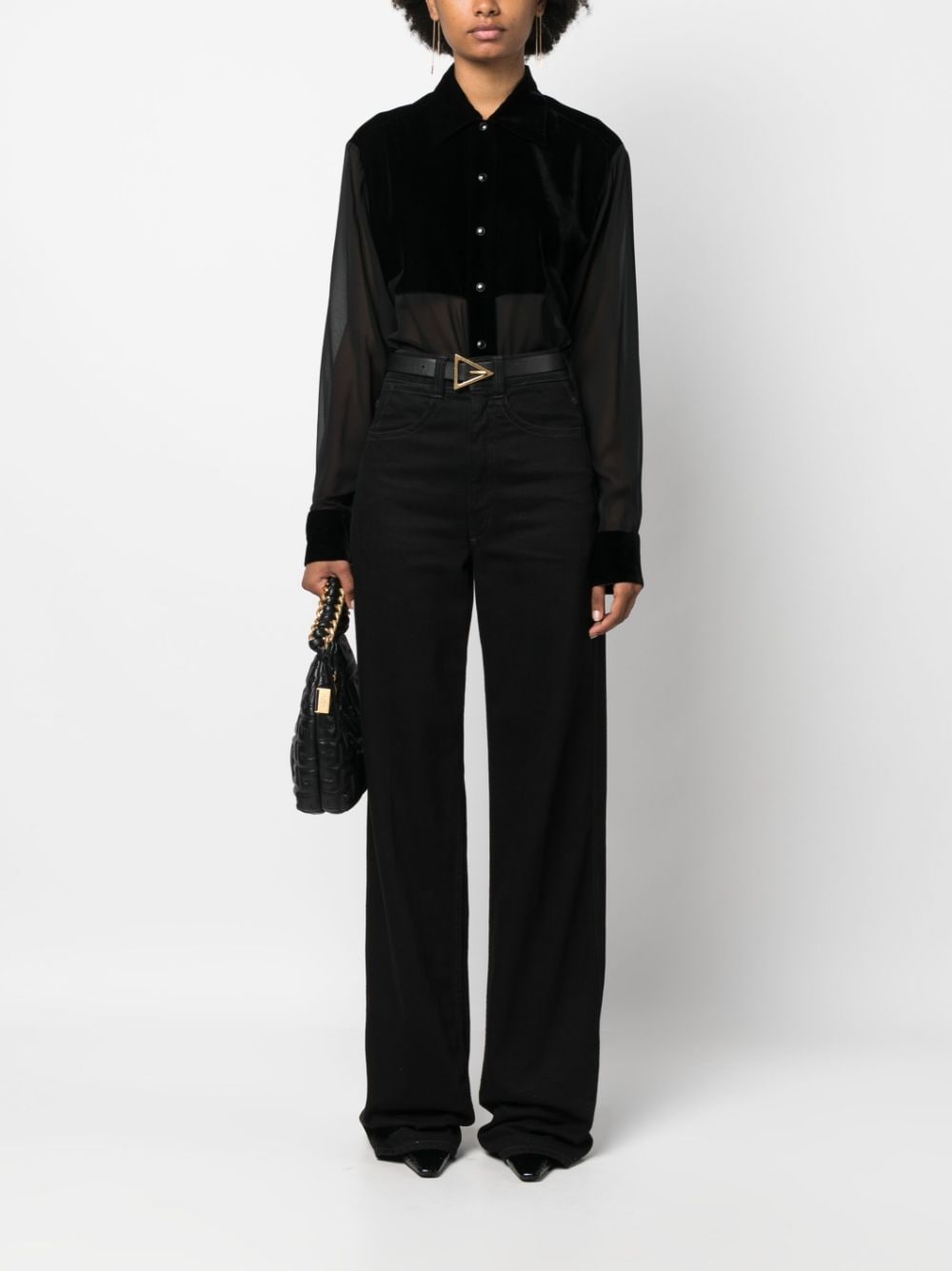 TOM FORD Silk Georgette Panelled Buttoned Shirt