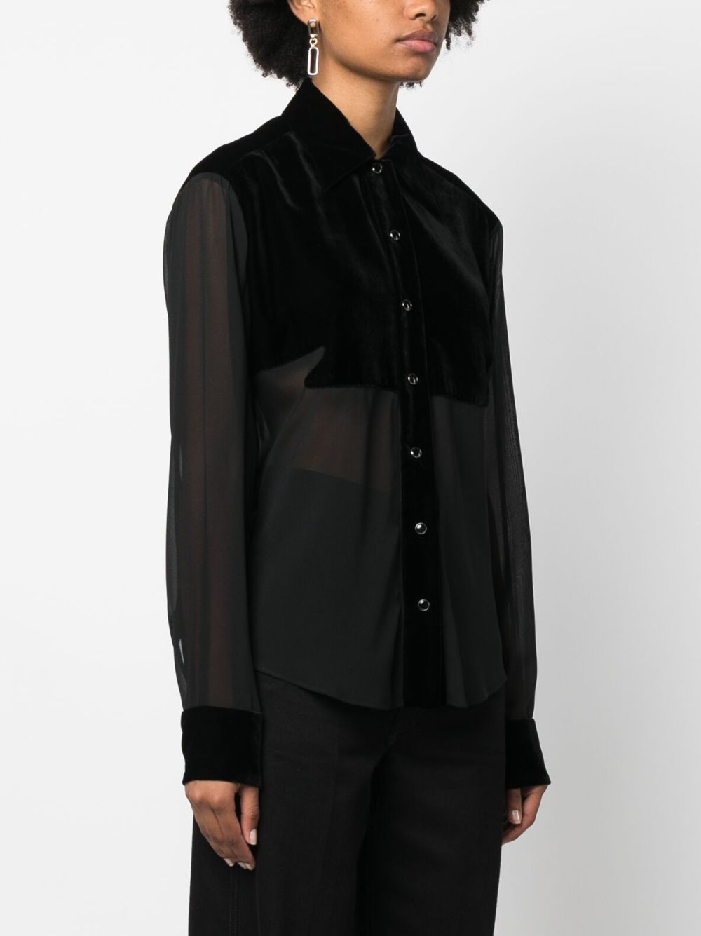 TOM FORD Silk Georgette Panelled Buttoned Shirt