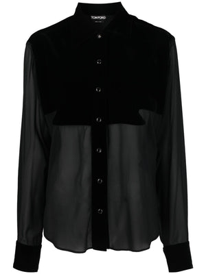 TOM FORD Silk Georgette Panelled Buttoned Shirt