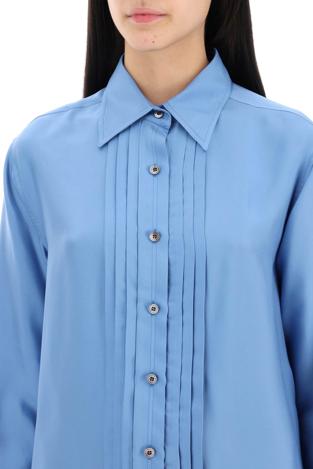 TOM FORD Pleated Bib Shirt with Relaxed Fit - Women's Size 40