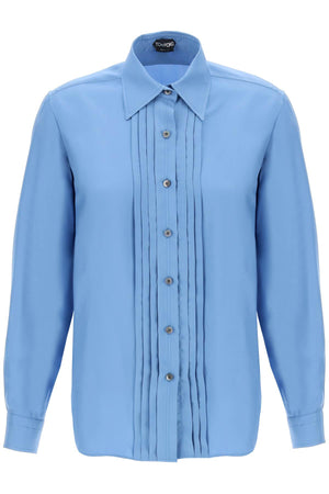 TOM FORD Pleated Bib Shirt with Relaxed Fit - Women's Size 40