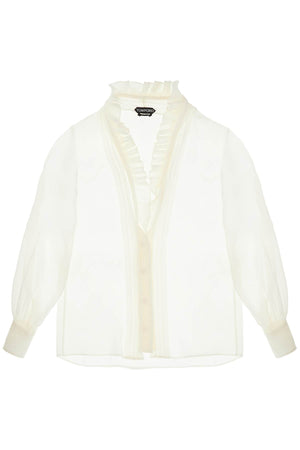 TOM FORD Silk Shirt with Ruffled Collar and Mother-of-Pearl Buttons