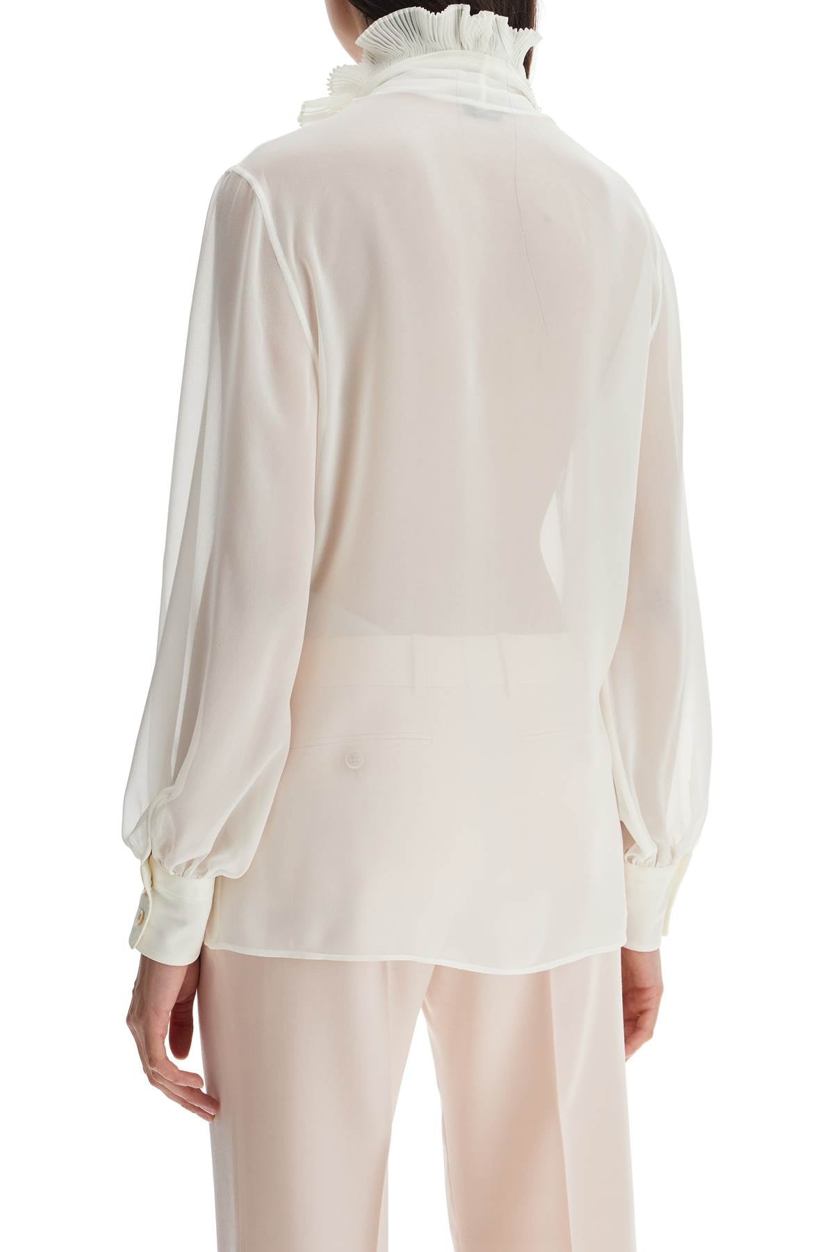 TOM FORD Silk Shirt with Ruffled Collar and Mother-of-Pearl Buttons