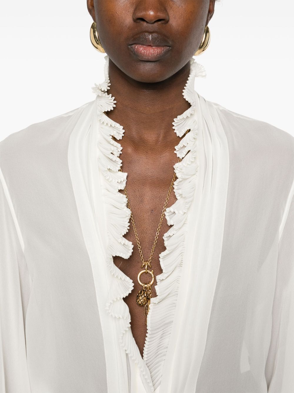 TOM FORD Silk Georgette Plunging V-Neck Shirt