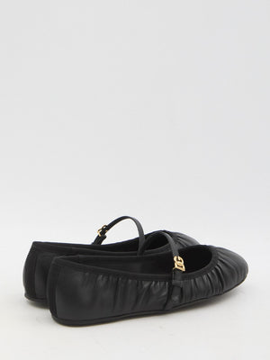 DOLCE & GABBANA Leather Ballet Flats with Adjustable Strap