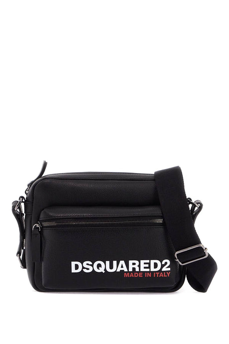 DSQUARED2 ミニ テクスチャー レザー ショルダーハンドバッグ 調整可能なストラップ付き