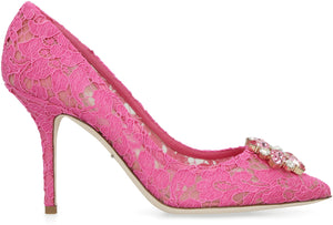 DOLCE & GABBANA Mini Lace Pump with Rhinestone Appliqué