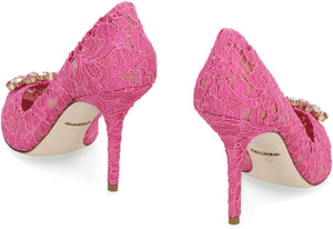 DOLCE & GABBANA Mini Lace Pump with Rhinestone Appliqué