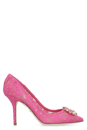 DOLCE & GABBANA Mini Lace Pump with Rhinestone Appliqué