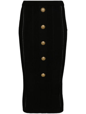 BALMAIN Lion Logo Midi Skirt - SS24 Collection