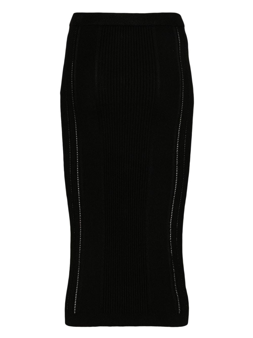 BALMAIN Buttoned Knit Midi Pencil Skirt