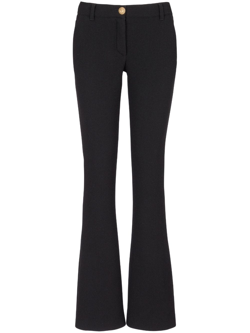 BALMAIN Flared Virgin Wool Crepe-Texture Trousers