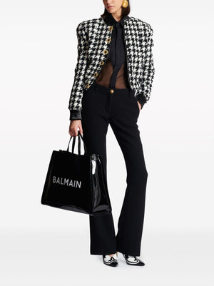 BALMAIN Flared Virgin Wool Crepe-Texture Trousers