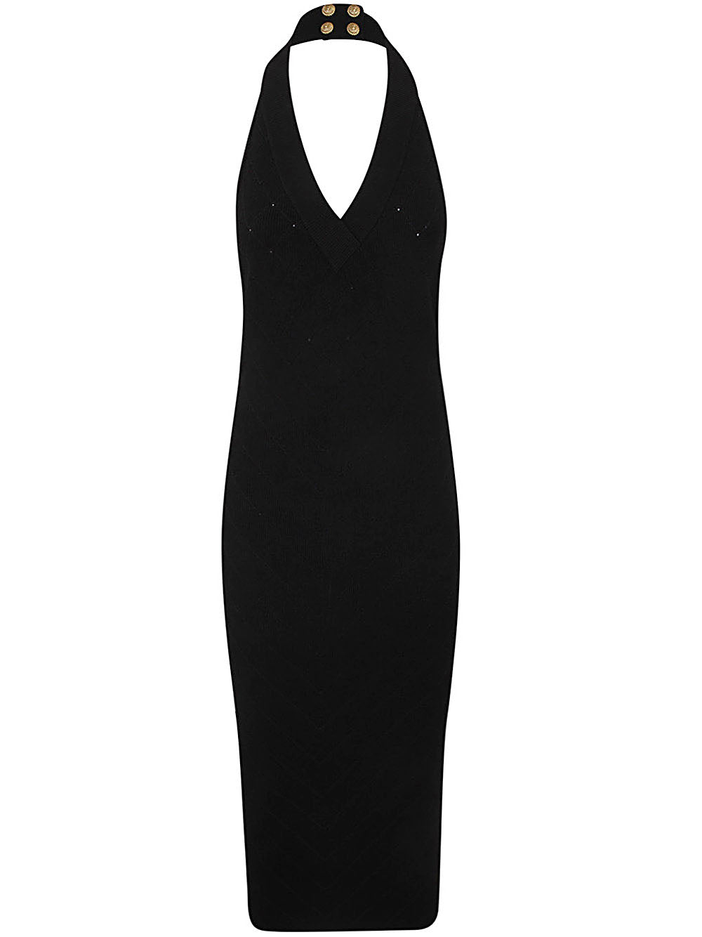 BALMAIN Chic Halterneck Knit Midi Dress