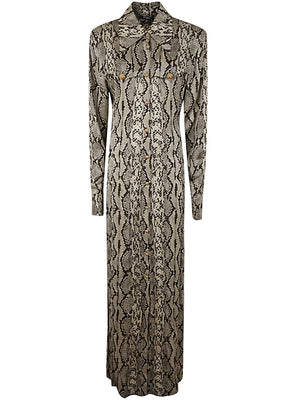 BALMAIN Long Sleeve Python Satin Mini Shirt Dress