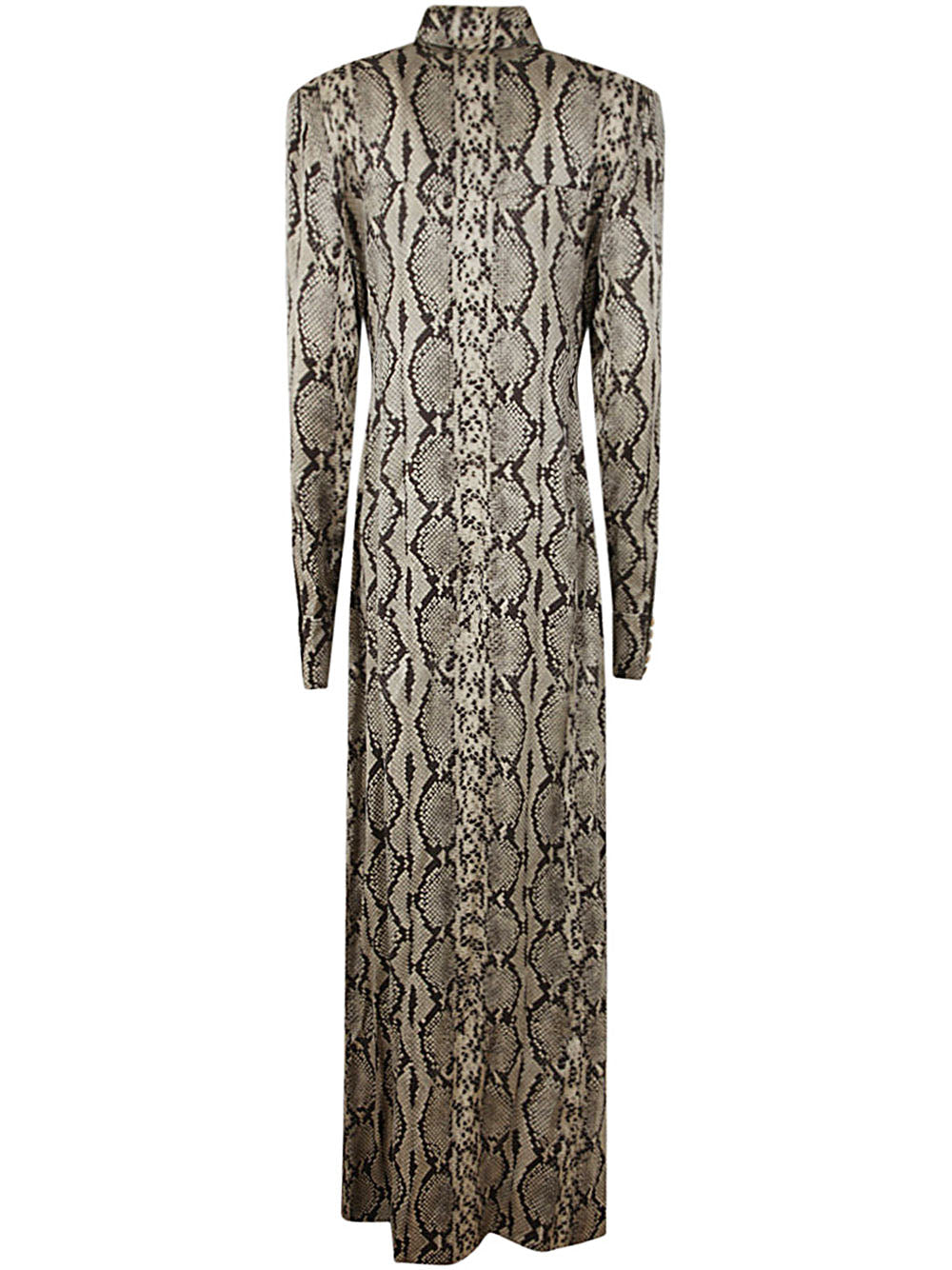 BALMAIN Long Sleeve Python Satin Mini Shirt Dress