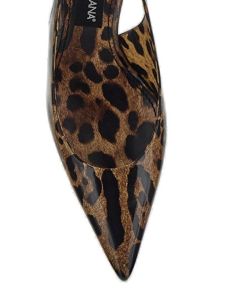 DOLCE & GABBANA Leopard Print Pointy Toe Slingback Pumps