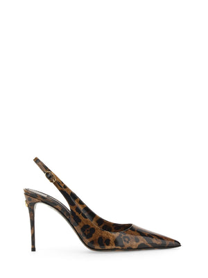 DOLCE & GABBANA Women's Leather Sling Back Heels - 8 cm