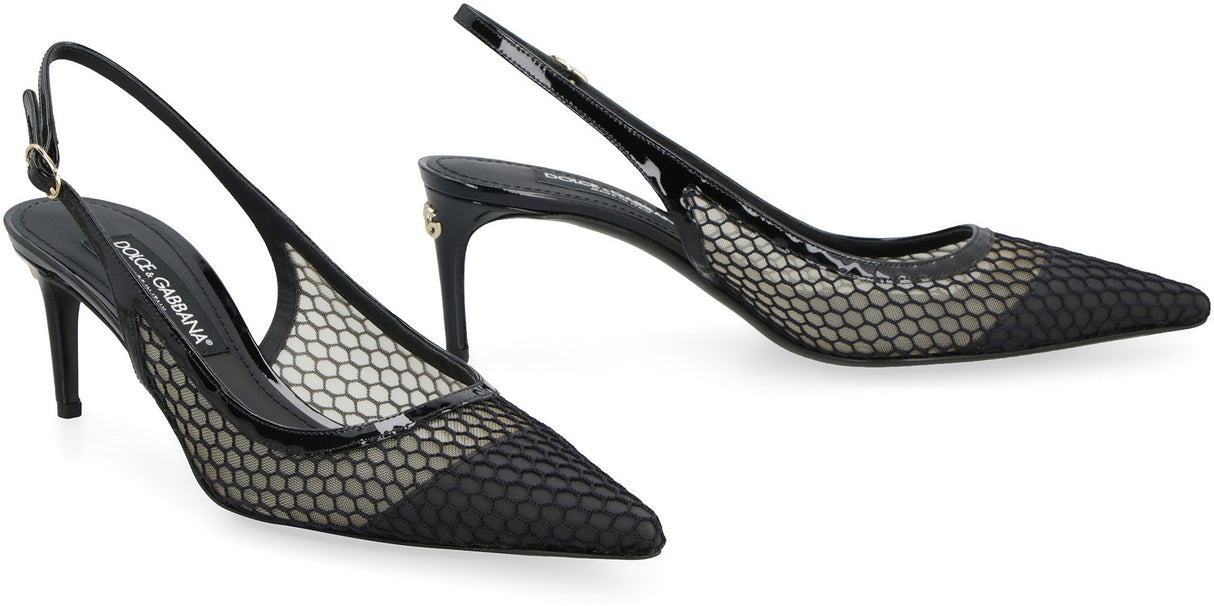 DOLCE & GABBANA Chic Black Mesh Slingback Pumps