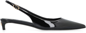 DOLCE & GABBANA Stylish Black Leather Slingback Pointy Toe Pumps