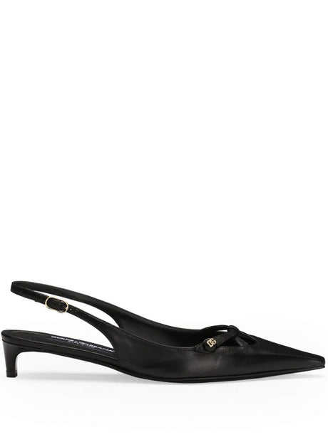 DOLCE & GABBANA Elegant Leather Slingback Pointed Flats Sandals