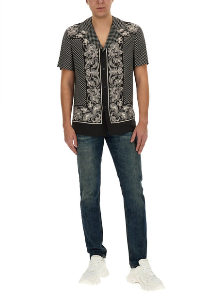 BALMAIN Monogram Paisley Stamoa Shirt - Size 48