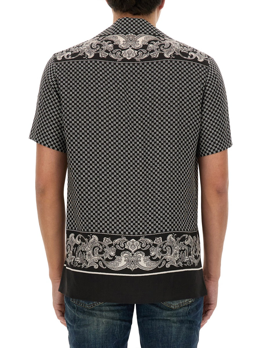 BALMAIN Monogram Paisley Stamoa Shirt - Size 48