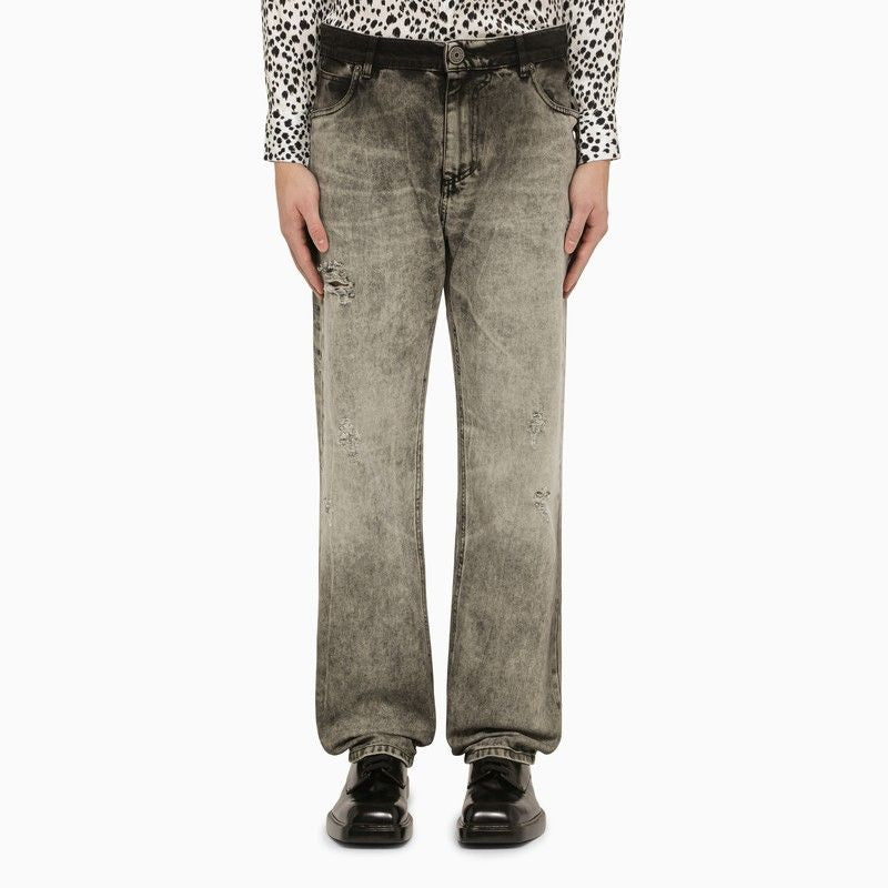 BALMAIN Bleached Straight Denim Pants for Men