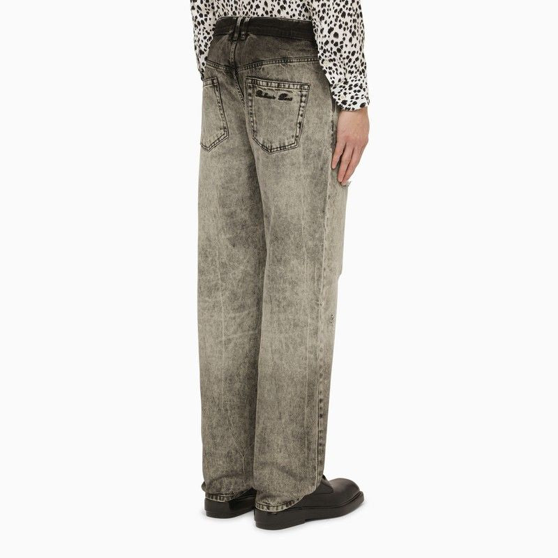 BALMAIN Bleached Straight Denim Pants for Men