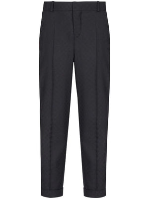 BALMAIN Monogram Jacquard Straight Wool Pants