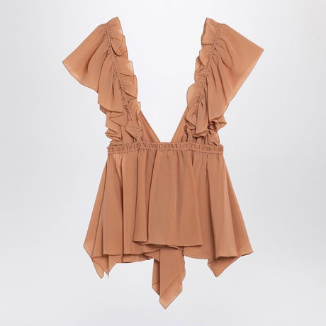 CHLOÉ Silk Ruffled Top with Adjustable Drawstring Waist