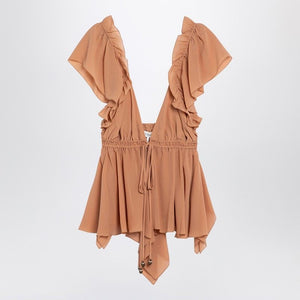 CHLOÉ Silk Ruffled Top with Adjustable Drawstring Waist