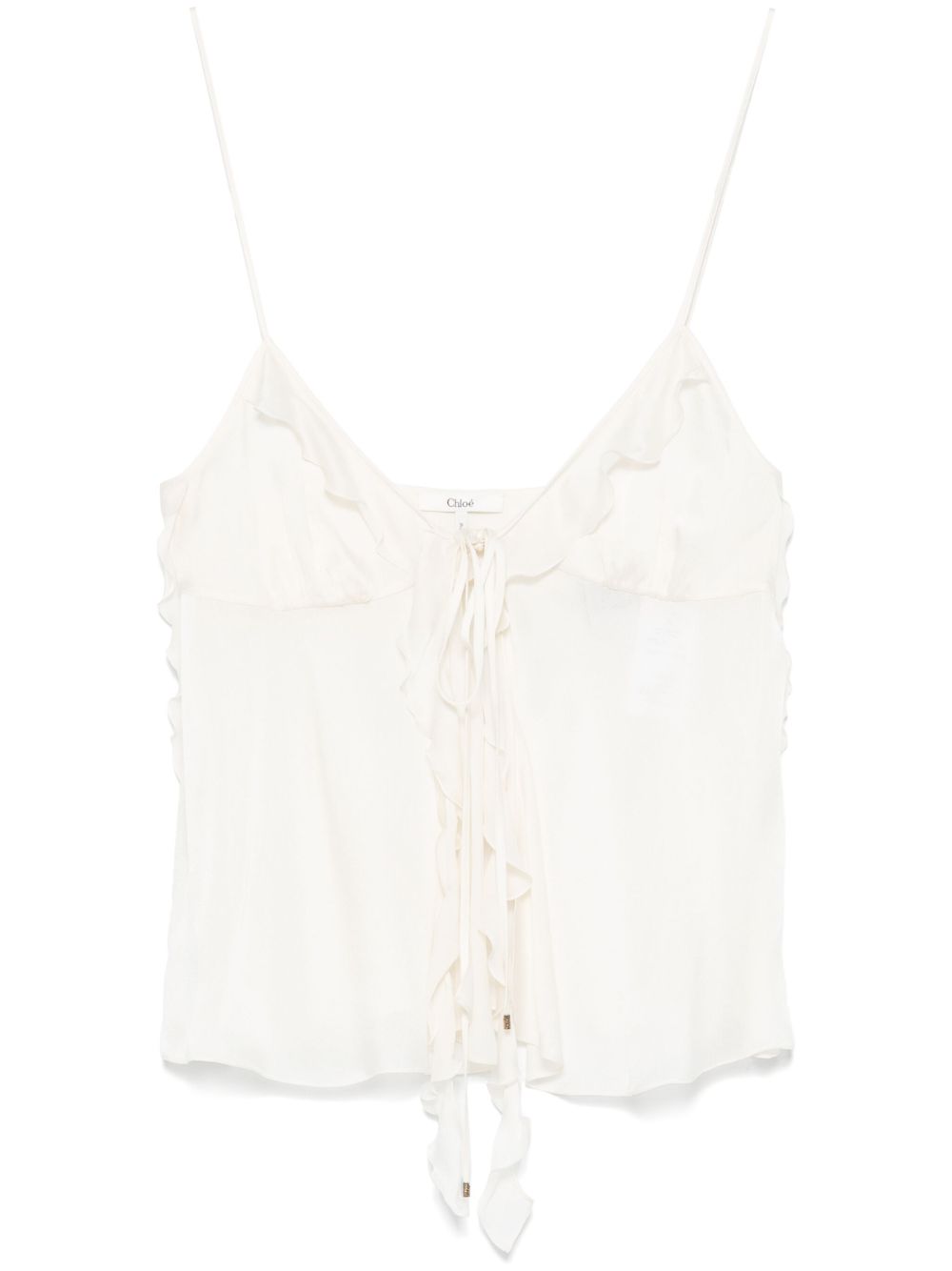 CHLOÉ Ruffled Silk Top with Front Tie