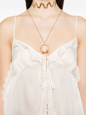 CHLOÉ Ruffled Silk Top with Front Tie