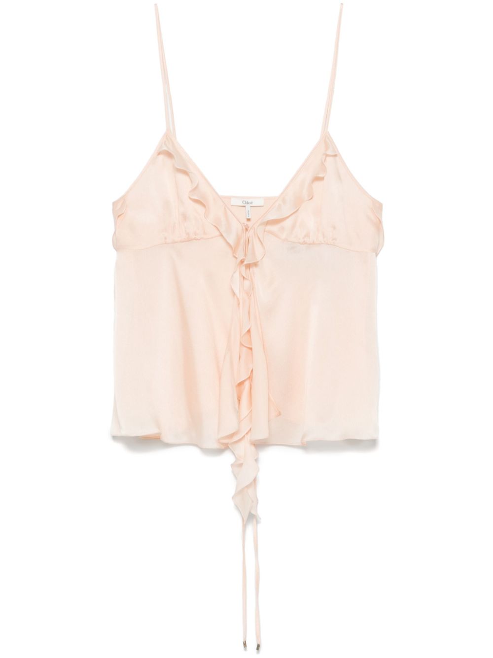 CHLOÉ Ruffled Silk Top with Front Tie