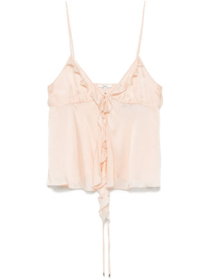 CHLOÉ Ruffled Silk Top with Front Tie