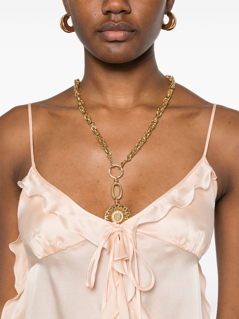 CHLOÉ Ruffled Silk Top with Front Tie