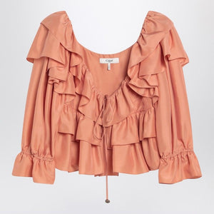 CHLOÉ Cropped Top with Silk Bow