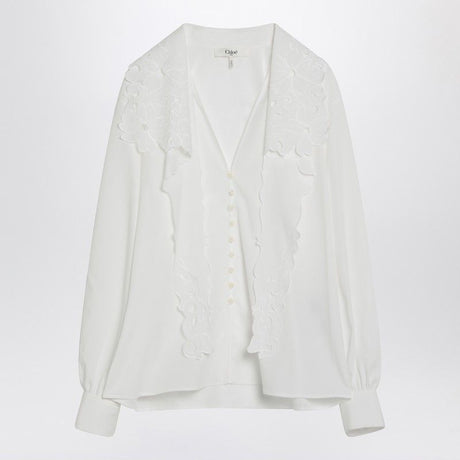 CHLOÉ Embroidered Bow Tie Shirt for Women - SS25