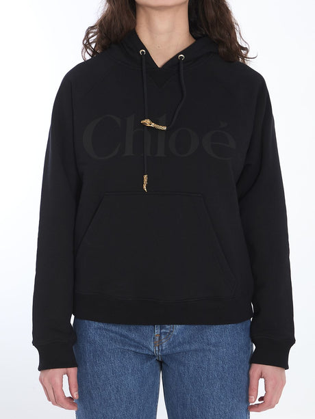 CHLOÉ Loose Fit Hoodie with Snake Detail - Size S