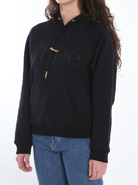 CHLOÉ Loose Fit Hoodie with Snake Detail - Size S