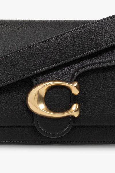 COACH 目を引くベージュのタビー ロゴ プラーク付きショルダーハンドバッグ