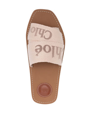 CHLOÉ Embroidered Logo Flat Sandals for Women